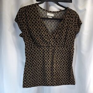Banana Republic Black and Tan Patterned Blouse